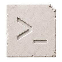 A stone tile carved with a command prompt, the last leg settling.
